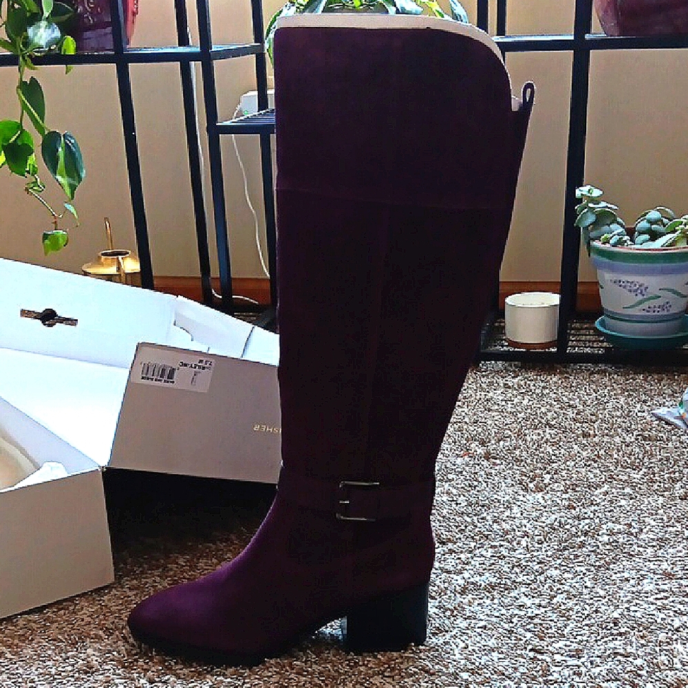 Marc Fisher burgundy suede wide calf knee high boot